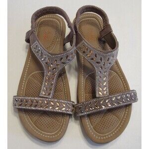 Niki Brown Sling Back Open Toe Jeweled Sandal Size 11